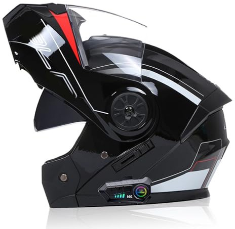 ZHTBATE Casco Integrato Apribile con Interfono Casco Moto Modulare Bluetooth Omologati ECE Caschi Modulari per Uomo Donna con Doppia Visiera Casco Integrale Casco Crash