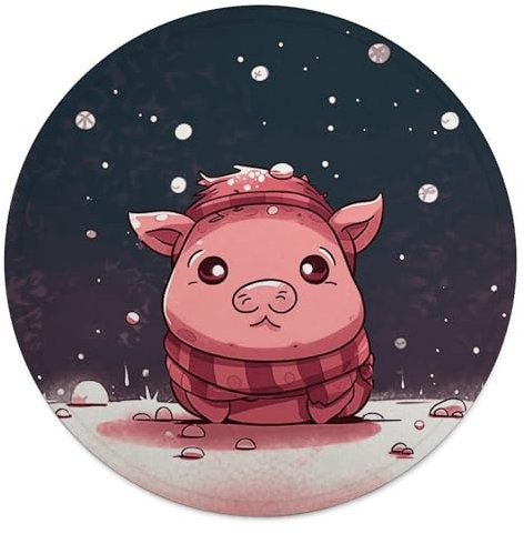 Rundes Strandtuch, Schneeflocke und Schweinchen, bedruckte Reisedecke, personalisierte Decke, Yoga-Decke, Mikrofaser, Strandtuch, dicke Tischdecke, Unisex