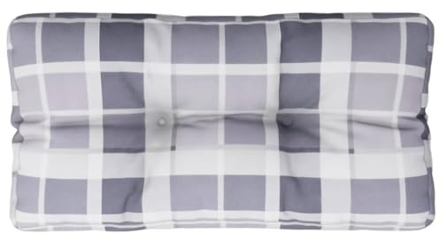vidaXL Palettenkissen Grau Karomuster 80x40x12 cm Stoff