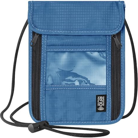 NOCHME Brustbeutel Brusttasche, Wasserdicht Klein Handy Reisepass Tasche Für Herren Mit RFID Blocker, Reisegeldbeutel Versteckter diebstahlsicher, Für Männer Herren Frauen Jungen (Blau)