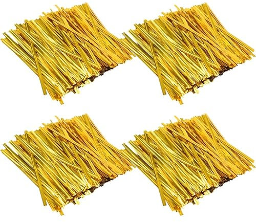 Aoktorkit 1PACKS 800Pcs Gold Metal Wire Twist Ties, 20cm, For Bread, Candy Bags
