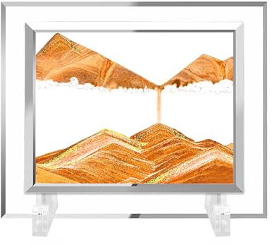 AzureLeap Art de Sable 3D Dynamique, Image en Mouvement, Sablier en Verre Carré, Paysage Sous-Marin 3D pour Décoration de Bureau et Maison [Jaune-5]