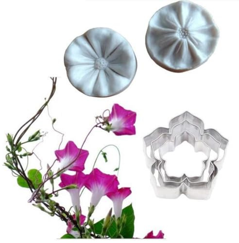 Silikon fondant formar kronblad blad ven rostfritt stål skärare set, tårta dekoration tuggummi klistra blomma silikonform sockerhantverk blomma vener formtillverkning verktyg (set M)