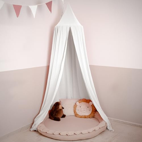 lilimaus Baldakin barnrum [i 12 färger] – sänghimmel av 100 % bomull, handgjord muslin, för flickor och pojkar – babysänghimmel som babyrumsdekoration – gardin för barnsäng, gosig hörna