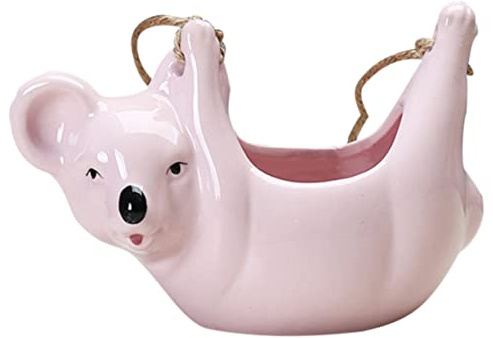 Happyyami Maceta de Cerámica Koala Rosa 1 Pieza, Forma Creativa