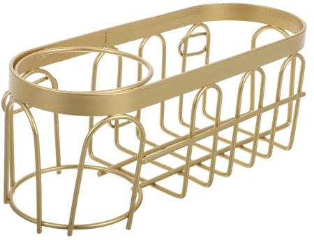 CHILDWEET Kitchen Sink Sponge Holder 2-in-1 Soap Sponge Drainer Metal Sink Basket Golden Kitchen Accessories Bathroom Rack for Dishwashing Brush Storage