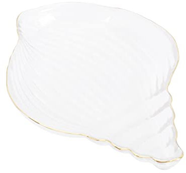 BEBEMOKO Conch Shape Glass Plate Salad Storage Fruit Dessert Food Serving Tray Unique Decorative Party Trays