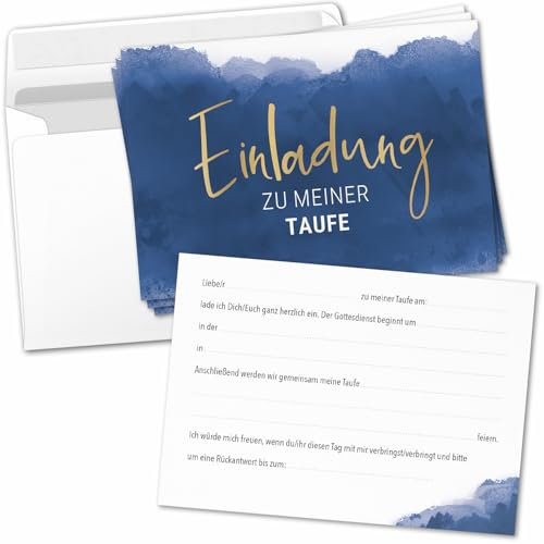 8 Einladungskarten Einladung Taufe mit Umschlag zum selber ausfüllen - Kirche Taufen Einladungen Postkarten Umschläge Modern XXX