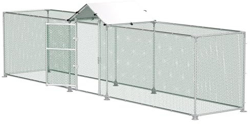 LZQ Hühnerstall Freilaufgehege Hühner Hühnergehege Hühnerhaus Dach Geflügelstall Verzinkter Stahlrahmen (L 500 x B 100 x H 150 cm)