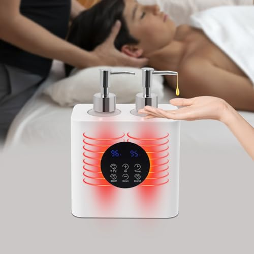 DHQCQL Massageöl Wärmer, 100W Massageöl Erwärmer mit 4 Flaschen (Schwarz) | Doppelt Beheizter, Temperatureinstellung 30℃-65℃, 24 H Timer, 240V Massageöl Heizung mit LED-Anzeige