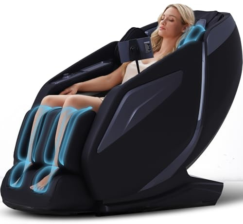 MeitFith 4D Massagesessel Ganzkörpermassage Shiatsu Massagematte Massagesessel mit Wärmefunktion Massage Stuhl Massage Chair fußmassagegerät, Schwarz