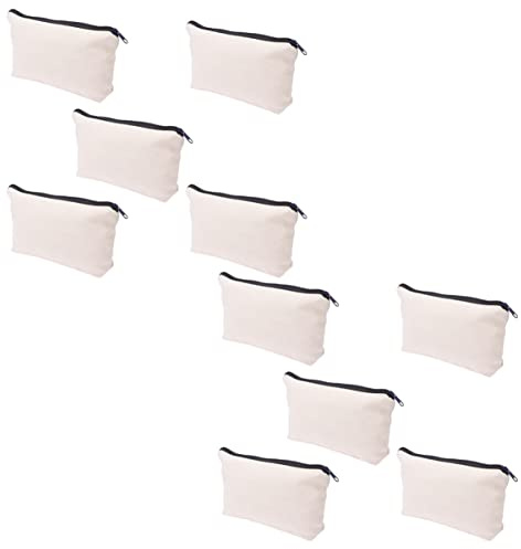 jojofuny Canvas Federmäppchen Mit Reißverschluss 20 Stück Mittelgroß Beige Multifunktionale Stifttasche Für Schule Büro Und Reisen