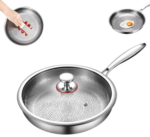 Wynfelo Titanium Hammered Pan Pro with Lid, 2025 New Multifunctional Ultra-Durable Scratch-Resistant Non Stick, Even Heating For Cooking
