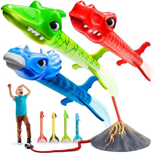 Ninja Blast Dinosaur Toy Rocket Launcher for Kids Toys for Kids 3-5 5-7 4-6 - Outdoor Toys for Kid Ages 4-8 - 3 4 Year Old Boy Birthday Gift - Gifts for Boys Age 3 4 5 6 Years Toy for Toddlers