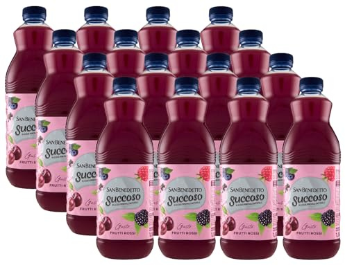 Succoso FRUTTI ROSSI gusto di Lampone, Amarena, Mirtillo, Mora, Limone ecc., Formato Batik, Succo di Frutta 1,5L (2025) [BOX con 12 Bottiglie]
