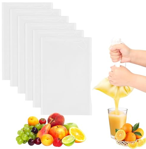 Sacchetti per latte di noci, 6 sacchetti per latte di noce, lavabili, 20 x 30 cm, riutilizzabili, in tessuto fine, in nylon, con coulisse, per latte di noci, formaggio, caffè, yogurt (6)