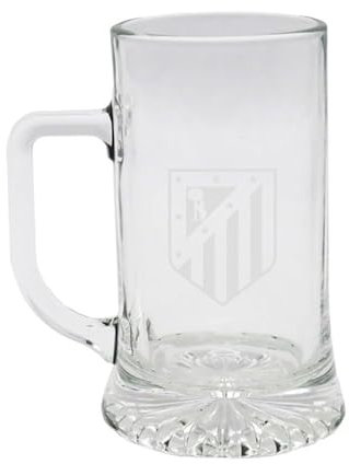 CYPBRANDS Atlético de Madrid, Jarra de Cerveza, Cristal, Capacidad 500 ml, Transparente, Producto Oficial