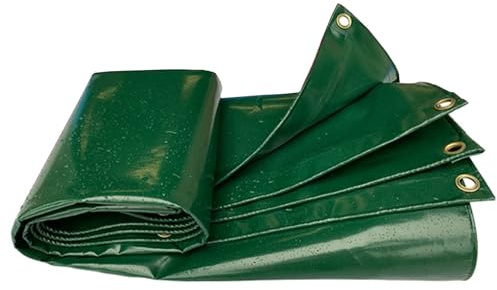 Lona Impermeable 2x4m con Ojales de Acero Inoxidable, 450 g/m², poliéster con Revestimiento de PVC y Bordes Reforzados, Ideal para Exteriores(Verde)