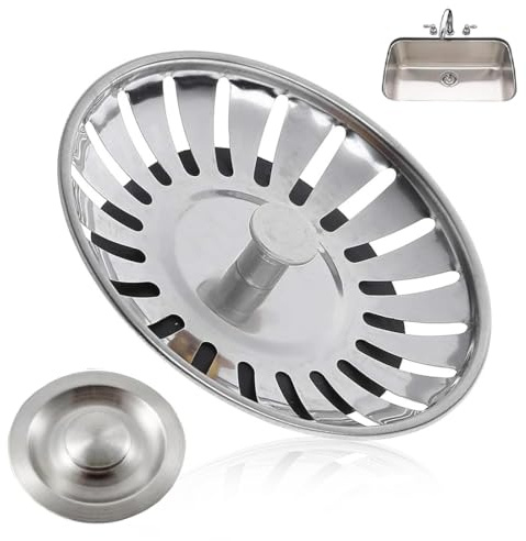 IEBTAWN （Ensemble 2 Pièces）1 Pièce 80Mm Bouchon D'Evier De Cuisine - Crépine D'Évier Universelle Anti Colmatage Avec Attrape Cheveux Et Filtre Pour Éviers De Cuisine - Ajouter Un Couvercle Pour Évier