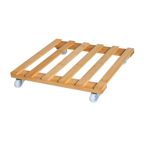 IUVYTA Support de jardinière avec Roue en Bois for Plantes, Plateau Mobile, Support de Pot de Fleurs Roulant, Palette de Plantes, décoration d'intérieur 30 x 30 x 5 cm pour Pot