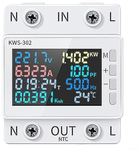 Misuratore di energia 8-in-1, misuratore di potenza 2P AC Meter di energia mobile APP telecomando 170-270V/63A per Tuya Wifi (KWS-302)