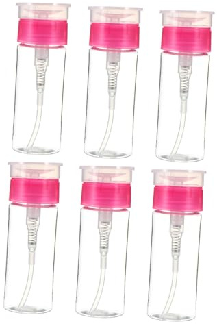 POPETPOP 6 pièces Lot de Flacons Plastiques Transparents avec Pompe Push Down Distributeurs Réutilisables pour Dissolvant Vernis à Ongles et Cosmétiques Casse et Pratiques pour Voyage