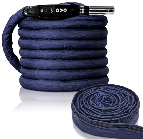 Moukeren Central Vacuum Hose Cover Universal Padded Cover with Zipper 37 ft Fits 35-37 ft Central Vacuum Hose Cleaner Parts Accessories Machine Washable Easy Installation Protect Wall Floor
