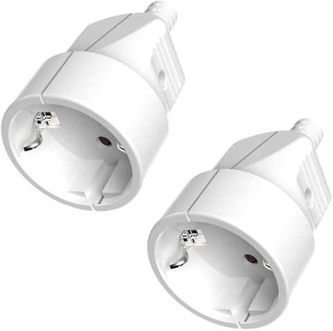 HITRENDS Schuko kupplung 2er Set Weiß - Deutscher Stecker mit Schutzkontakt für Innenbereich Schuko-Stecker