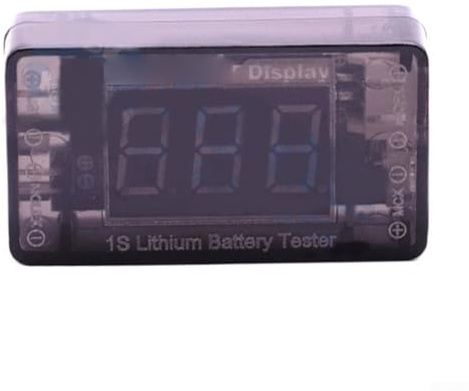 HanOaki AOK-041 1S for LiPo Voltage Tester with 0.36-Inch Red Digital Display for Drones, for JST 1.25 for JST-PH 2.0 Losi Connectors for FPV Quadcopters RC Models