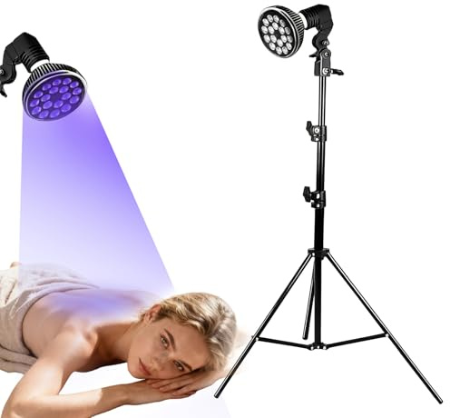 Luce abbronzante solare portatile Tanning Lamp per la casa abbronzatura del viso, luce diurna per viso e corpo per la casa con supporto regolabile e ganci sospesi (Viola)