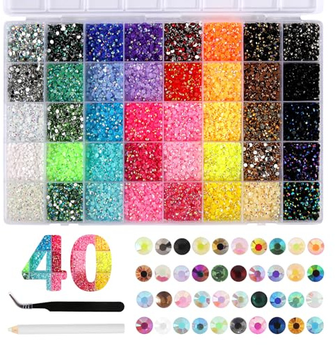 32000 Pezzi Strass per Unghie 3 mm Strass in Cristallo per Nail Art con Pinzette e Penna per Puntini Glitter Brillantini Decorazioni per Unghie per Fai Da Te Artigianato Unghie Abbigliamento