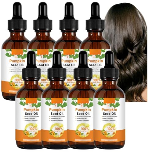 Olio di semi di zucca biologico per la crescita dei capelli, olio di vettore puro spremuto a freddo idrata il cuoio capelluto, nutre i capelli secchi, fornisce più pienezza e forza, ripristina la