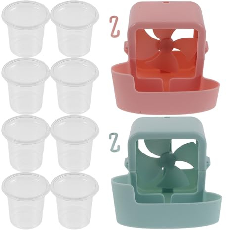 MALUGOGO Soporte de refrigeración de hielo para ventilador de refrigeración rápida, 2 juegos con estructura suspendida y bandeja integrada, accesorio de plástico reutilizable para estaciones de