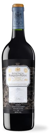 Marqués de Riscal 150 Aniversario, Vino tinto, Denominación de Origen Calificada Rioja, Variedad Tempranillo, 32 meses en barrica francesa, Botella individual 750 ml