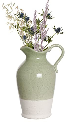 Flower Jug Vase - Decorative Table Display Pitcher Ceramic Green Vase Decor Gift (BR02)