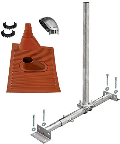 Premium X Basic X100-48F Dachsparrenhalter Satellitenschüssel Montage Set Sparrenhalter feuerverzinkt ALU-Dachziegel rot SAT Mastkappe