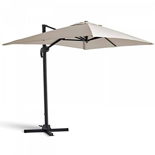 Oviala Parasol déporté inclinable et Rotatif 2x3m en Aluminium écru