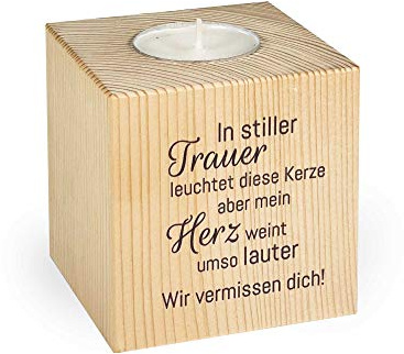 KATINGA Teelichthalter Gedenken, 8x8x8cm, Trauer (Motiv 2)