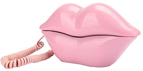 Fdit Schnurgebundenes Telefon, Stilvoller Stil Lips Home-Telefon Desktop-Festnetztelefon für Home-Office-Desktop-Dekoration(Rosa)