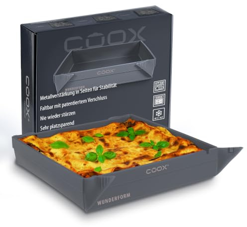 coox WUNDERFORM Basic MQ in Grau, die erste faltbare Blechform, platzsparende Backform aus Silikon BPA-frei