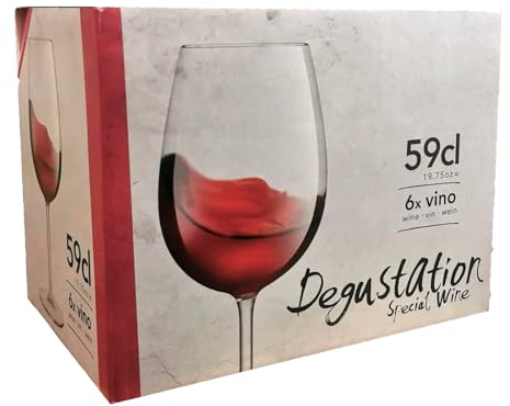 Acan Tradineur - Pack de 6 Copas - Modelo Degustacion - Capacidad: 590 ml - Ideal para Vino - Aptas para lavavajillas - Tamaño Aprox: Ø 7 x 21,4 cm