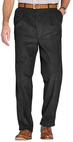 Chums Men's Luxury Cotton HIGH-Rise Corduroy Trousers | Hidden Extra Self-Adjusting Waistband, Higher Waist Pants