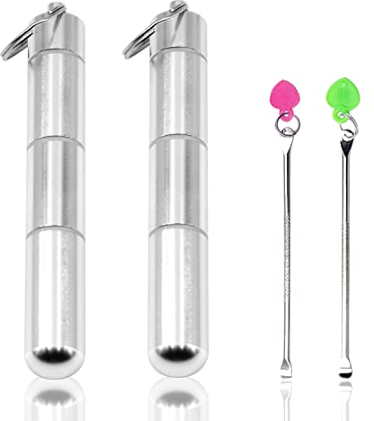 2 Stück Aluminium Pillendose Tragbarer Pillen-Organizer 3 Fächer Metall Pillendosen Taschen-Pillendosen Reise-Pillenhalter Täglicher Pillenbehälter mit kleinem Löffel (Silber)