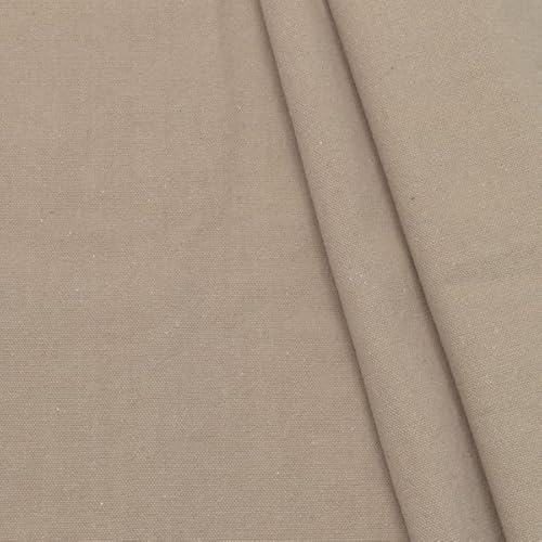 STOFFKONTOR Baumwolle Polyester Canvas Stoff schwere Qualität - Meterware, Farbe Beige meliert - zum Nähen von Vorhängen, Tischwäsche, Dekoration uvm.