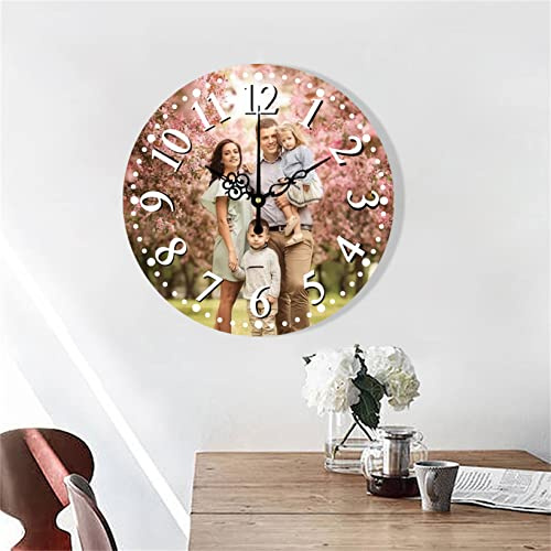 Orologio personalizzato con immagine orologi personalizzati per pareti orologio fotografico regalo per San Valentino, festa della mamma, Natale, soggiorno, camera da letto, decorazione per la casa