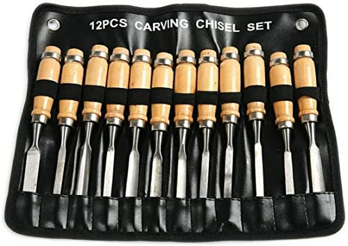 OITTo Set da 12 Pezzi Scalpello a Mano Professionale per Intaglio del Legno Utensili Fai-da-Te, sgorbie per hobbisti e Professionisti (Legno)