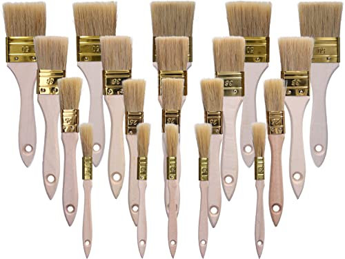 ToolSpace Pinselset 20er Pinsel Set Borstenpinsel 15/25/36/50 mm Flachpinsel Naturborsten Universelle Verwendung Einweg oder Profi Malerpinsel Lasurpinsel Lackpinsel Beizpinsel