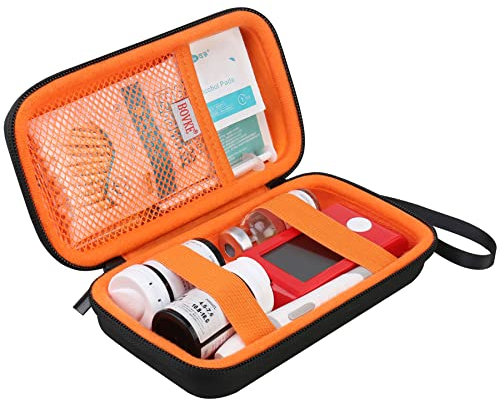 BOVKE Diabetes Supplies Travel Box, Sac de Rangement pour kit de Test du diabète, glucomètre, bandelettes, médicaments, lancette, Aiguilles, seringues et Autres Fournitures pour Le diabète, Noir