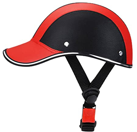 Fukamou Halbhelme Motorradhelm, Verstellbarer Fahrradhalbhelm, Halbhelm Aus PU-Leder Für Erwachsene, Outdoor Sicherheitshelm Für Mountainbike Fahrrad Skateboard Scooter Radfahren