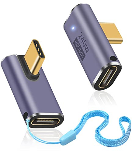 Duttek 240W USB C Winkeladapter, 90 Grad USB C Adapter 40Gbps Unterstützt 8K@60Hz, Kompatibel für Thunderbolt 3/4, Switch, MacBook, Laptop und weitere Typ C Geräte (2 Stück)